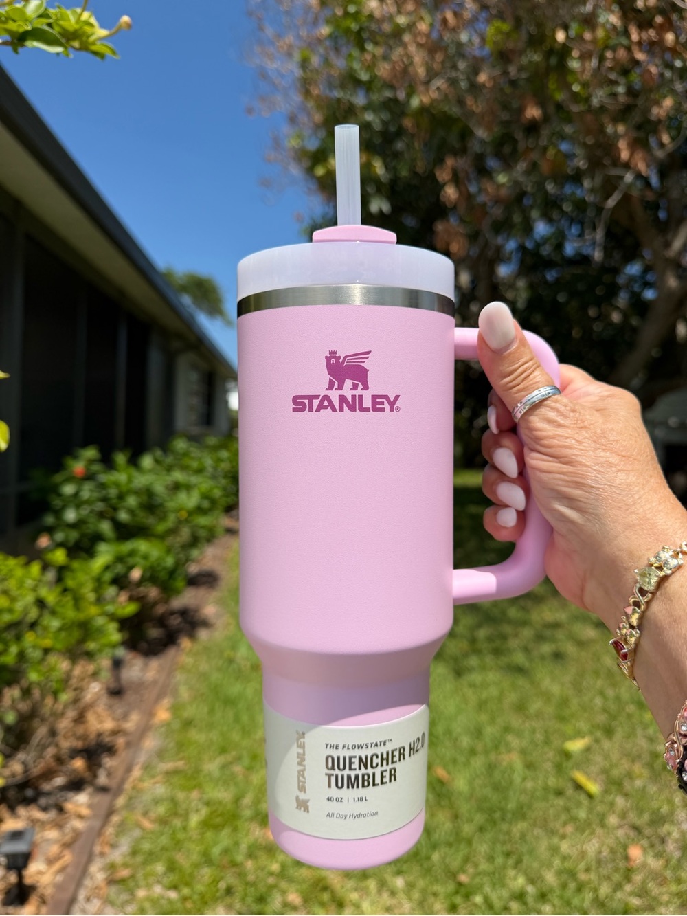 STANLEY Cherry Blossom Pink Tumbler with Straw Lid 40oz